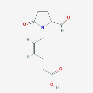 molecular formula C11H15NO4 B12873261 (Z)-6-(2-Formyl-5-oxopyrrolidin-1-yl)hex-4-enoic acid 