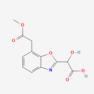 molecular formula C12H11NO6 B12873285 2-(Carboxy(hydroxy)methyl)-7-(2-methoxy-2-oxoethyl)benzo[d]oxazole 