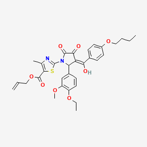 molecular formula C32H34N2O8S B12873337 Allyl 2-(3-(4-butoxybenzoyl)-2-(4-ethoxy-3-methoxyphenyl)-4-hydroxy-5-oxo-2,5-dihydro-1H-pyrrol-1-yl)-4-methylthiazole-5-carboxylate CAS No. 609796-56-7