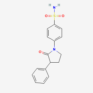 molecular formula C16H16N2O3S B12873377 4-(2-Oxo-3-phenyl-1-pyrrolidinyl)benzenesulfonamide CAS No. 36090-34-3