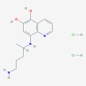 molecular formula C14H21Cl2N3O2 B12873517 8-((5-Aminopentan-2-yl)amino)quinoline-5,6-diol dihydrochloride 