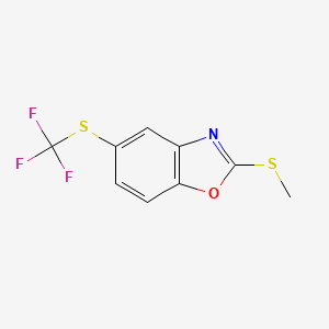 molecular formula C9H6F3NOS2 B12873573 2-(Methylthio)-5-(trifluoromethylthio)benzo[d]oxazole 