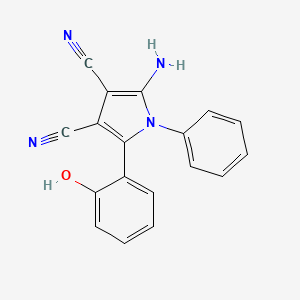 molecular formula C18H12N4O B12873581 2-Amino-5-(2-hydroxyphenyl)-1-phenyl-1H-pyrrole-3,4-dicarbonitrile CAS No. 88745-14-6