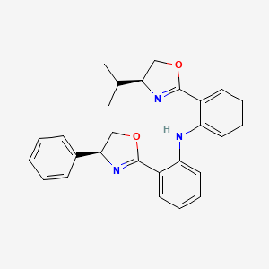 molecular formula C27H27N3O2 B12873657 2-((S)-4-Isopropyl-4,5-dihydrooxazol-2-yl)-N-(2-((S)-4-phenyl-4,5-dihydrooxazol-2-yl)phenyl)aniline 