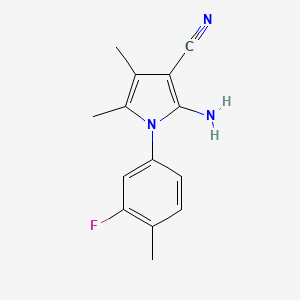 molecular formula C14H14FN3 B12873722 2-Amino-1-(3-fluoro-4-methylphenyl)-4,5-dimethyl-1H-pyrrole-3-carbonitrile 