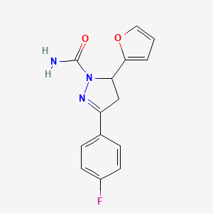 B12873741 3-(4-Fluorophenyl)-5-(furan-2-YL)-4,5-dihydro-1H-pyrazole-1-carboxamide CAS No. 885269-89-6