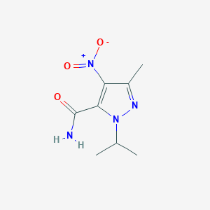 molecular formula C8H12N4O3 B12873754 1-Isopropyl-3-methyl-4-nitro-1H-pyrazole-5-carboxamide 