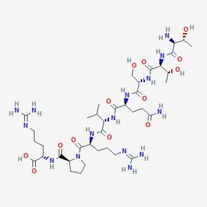 B128738 (2S)-2-[[(2S)-1-[(2S)-2-[[(2S)-2-[[(2S)-5-Amino-2-[[(2S)-2-[[(2S,3R)-2-[[(2S,3R)-2-amino-3-hydroxybutanoyl]amino]-3-hydroxybutanoyl]amino]-3-hydroxypropanoyl]amino]-5-oxopentanoyl]amino]-3-methylbutanoyl]amino]-5-(diaminomethylideneamino)pentanoyl]pyrrolidine-2-carbonyl]amino]-5-(diaminomethylideneamino)pentanoic acid CAS No. 144207-60-3