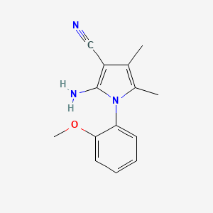 molecular formula C14H15N3O B12873840 2-Amino-1-(2-methoxyphenyl)-4,5-dimethyl-1H-pyrrole-3-carbonitrile 