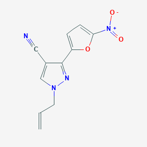 molecular formula C11H8N4O3 B12873854 3-(5-Nitrofuran-2-yl)-1-(prop-2-en-1-yl)-1H-pyrazole-4-carbonitrile CAS No. 61620-64-2