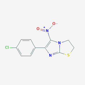 molecular formula C11H8ClN3O2S B012874 Imidazo(2,1-b)thiazole, 2,3-dihydro-6-(p-chlorophenyl)-5-nitro- CAS No. 106636-49-1