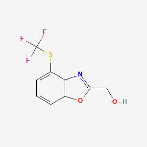 molecular formula C9H6F3NO2S B12874011 (4-((Trifluoromethyl)thio)benzo[d]oxazol-2-yl)methanol 