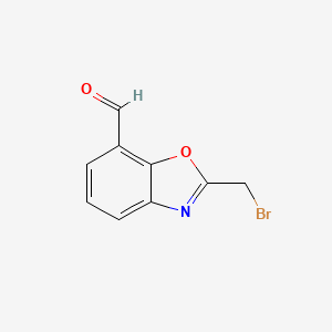 molecular formula C9H6BrNO2 B12874059 2-(Bromomethyl)benzo[d]oxazole-7-carboxaldehyde 