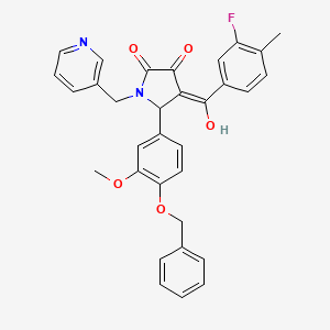 molecular formula C32H27FN2O5 B12874171 5-(4-(Benzyloxy)-3-methoxyphenyl)-4-(3-fluoro-4-methylbenzoyl)-3-hydroxy-1-(pyridin-3-ylmethyl)-1H-pyrrol-2(5H)-one CAS No. 618073-96-4