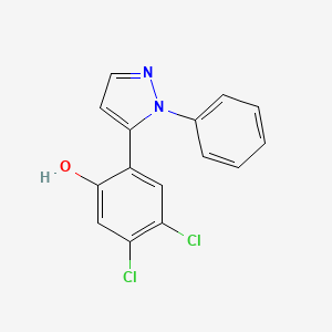 molecular formula C15H10Cl2N2O B12874318 5-(4,5-Dichloro-2-hydroxyphenyl)-1-phenylpyrazole CAS No. 288401-50-3