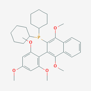 molecular formula C33H43O5P B12874376 Dicyclohexyl(1,4-dimethoxy-3-(2,4,6-trimethoxyphenyl)naphthalen-2-yl)phosphine 