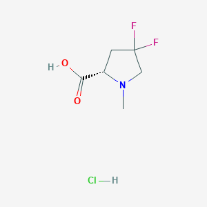 molecular formula C6H10ClF2NO2 B12874398 (S)-4,4-Difluoro-1-methylpyrrolidine-2-carboxylic acid hydrochloride 