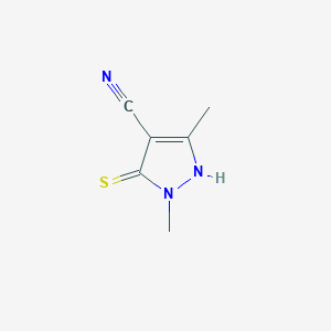 molecular formula C6H7N3S B12874428 5-Mercapto-1,3-dimethyl-1H-pyrazole-4-carbonitrile 