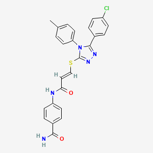 4-(3-((5-(4-Chlorophenyl)-4-(p-tolyl)-4H-1,2,4-triazol-3-yl)thio)acrylamido)benzamide