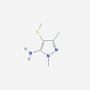 molecular formula C6H11N3S B12874611 1,3-Dimethyl-4-(methylthio)-1H-pyrazol-5-amine 