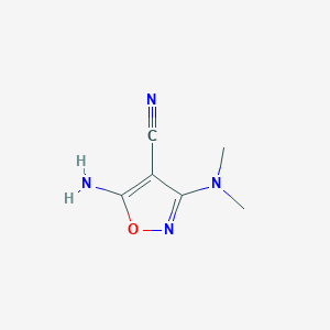 molecular formula C6H8N4O B12874705 5-Amino-3-(dimethylamino)isoxazole-4-carbonitrile 