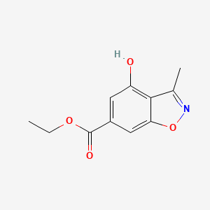 molecular formula C11H11NO4 B12874819 Ethyl 4-hydroxy-3-methylbenzo[d]isoxazole-6-carboxylate 