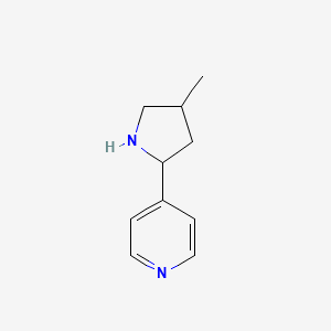 molecular formula C10H14N2 B12874823 4-(4-Methylpyrrolidin-2-yl)pyridine 