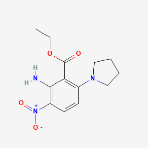 molecular formula C13H17N3O4 B12874853 Ethyl 2-amino-3-nitro-6-(pyrrolidin-1-yl)benzoate CAS No. 921222-11-9