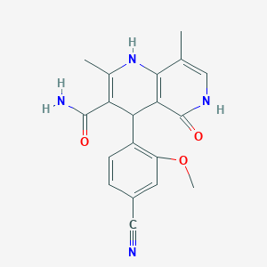 4-(4-Cyano-2-methoxyphenyl)-2,8-dimethyl-5-oxo-1,4,5,6-tetrahydro-1,6-naphthyridine-3-carboxamide