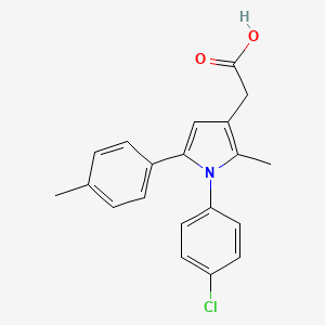 molecular formula C20H18ClNO2 B12874969 1H-Pyrrole-3-acetic acid, 1-(4-chloromethyl)-2-methyl-5-(4-methylphenyl)- CAS No. 42780-06-3