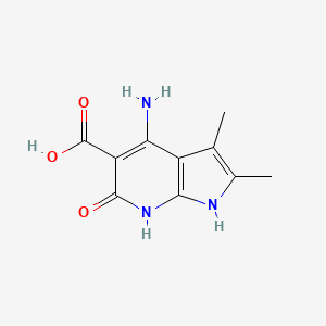 molecular formula C10H11N3O3 B12874985 1H-Pyrrolo[2,3-b]pyridine-5-carboxylic acid, 4-amino-6,7-dihydro-2,3-dimethyl-6-oxo- 