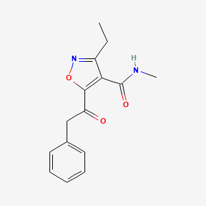 molecular formula C15H16N2O3 B12875095 3-Ethyl-N-methyl-5-(phenylacetyl)-1,2-oxazole-4-carboxamide CAS No. 63486-41-9