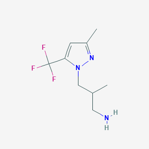 molecular formula C9H14F3N3 B1287512 2-甲基-3-[3-甲基-5-(三氟甲基)-1H-吡唑-1-基]丙-1-胺 CAS No. 1006348-75-9