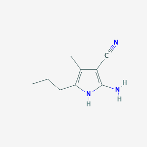 molecular formula C9H13N3 B12875146 2-Amino-4-methyl-5-propyl-1H-pyrrole-3-carbonitrile 