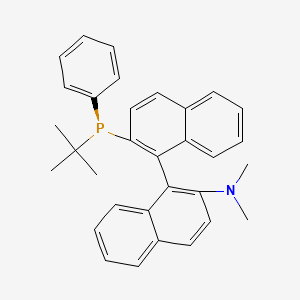 molecular formula C32H32NP B12875236 (1R)-2'-((S)-tert-Butyl(phenyl)phosphino)-N,N-dimethyl-[1,1'-binaphthalen]-2-amine 