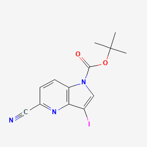 molecular formula C13H12IN3O2 B12875359 tert-Butyl 5-cyano-3-iodo-1H-pyrrolo[3,2-b]pyridine-1-carboxylate 