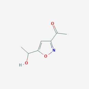 molecular formula C7H9NO3 B12875616 1-(5-(1-Hydroxyethyl)isoxazol-3-yl)ethanone 