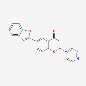 molecular formula C22H13NO3 B12875622 6-(1-Benzofuran-2-yl)-2-(pyridin-4-yl)-4H-1-benzopyran-4-one CAS No. 652138-06-2