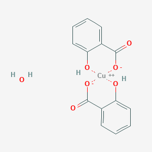 molecular formula C14H12CuO7 B12875650 Copper, bis(salicylato)-, tetrahydrate CAS No. 19025-98-0