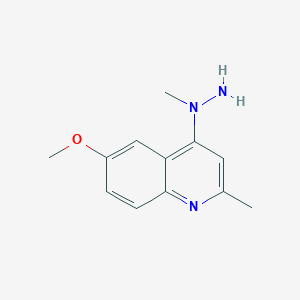 molecular formula C12H15N3O B12876042 6-Methoxy-2-methyl-4-(1-methylhydrazino)quinoline 