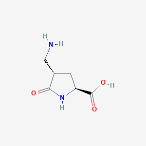 molecular formula C6H10N2O3 B12876110 L-Proline, 4-(aminomethyl)-5-oxo-, (4S)- CAS No. 686288-07-3