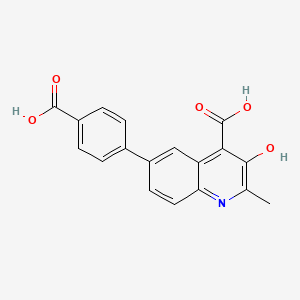 molecular formula C18H13NO5 B12876158 6-(4-Carboxyphenyl)-3-hydroxy-2-methylquinoline-4-carboxylic acid CAS No. 106077-37-6