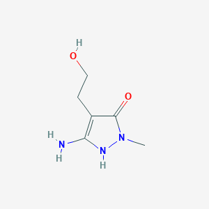 molecular formula C6H11N3O2 B12876188 3-Amino-4-(2-hydroxyethyl)-1-methyl-1H-pyrazol-5-ol 