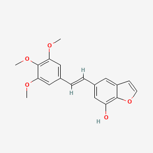 molecular formula C19H18O5 B12876355 (E)-5-(3,4,5-Trimethoxystyryl)benzofuran-7-ol 