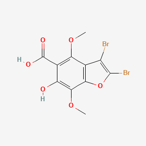 molecular formula C11H8Br2O6 B12876373 2,3-Dibromo-6-hydroxy-4,7-dimethoxy-1-benzofuran-5-carboxylic acid CAS No. 88258-49-5