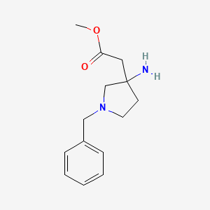 molecular formula C14H20N2O2 B12876438 Methyl 2-(3-amino-1-benzylpyrrolidin-3-yl)acetate 