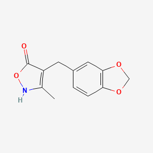 molecular formula C12H11NO4 B12876454 5(2H)-Isoxazolone, 4-(1,3-benzodioxol-5-ylmethyl)-3-methyl- CAS No. 128156-32-1