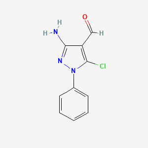 molecular formula C10H8ClN3O B12876501 3-Amino-5-chloro-1-phenyl-1H-pyrazole-4-carbaldehyde CAS No. 62208-81-5