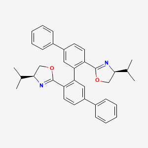 molecular formula C36H36N2O2 B12876509 (4S)-2-[4-phenyl-2-[5-phenyl-2-[(4S)-4-propan-2-yl-4,5-dihydro-1,3-oxazol-2-yl]phenyl]phenyl]-4-propan-2-yl-4,5-dihydro-1,3-oxazole 