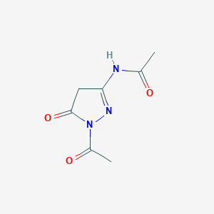 molecular formula C7H9N3O3 B12876609 N-(1-Acetyl-5-oxo-4,5-dihydro-1H-pyrazol-3-yl)acetamide 